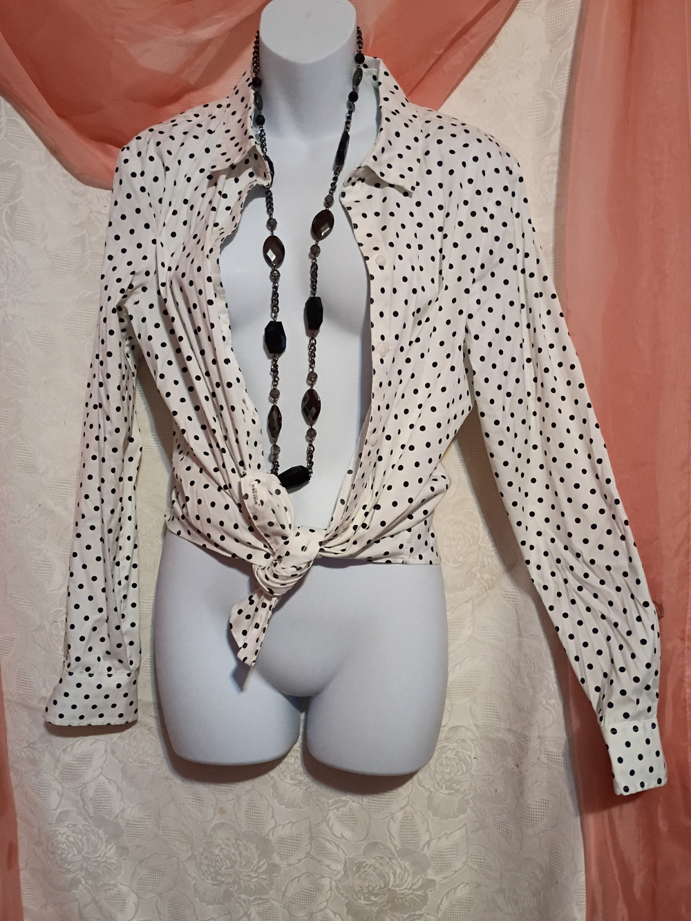 🛍️ BUNDLE ONLY🛍️Charter Club White Button-Down Shirt with Black Polka Dots
